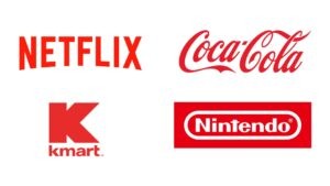 Logo of Netflix, Coca-Cola, K-Mart, Nintendo